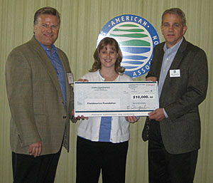 Terry Pederson (left), Daiwa Corporation’s vice president of sales, presents FishAmerica Foundation Executive Director Johanna Laderman and ASA President and CEO Mike Nussman with a $10,000 contribution at the recent 2008 Sportfishing Summit. Terry Pederson (left), Daiwa Corporation’s vice president of sales, presents FishAmerica Foundation Executive Director Johanna Laderman and ASA President and CEO Mike Nussman with a $10,000 contribution at the recent 2008 Sportfishing Summit.