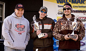 2008-Celeb-Tourney-Winners: NASCAR driver Ryan Newman (left) with winners of the Ryan Newman Foundation Celebrity Big Fish Contest, Nick Case (center) and Martin Truex, Jr. (right). 2008-Celeb-Tourney-Winners: NASCAR driver Ryan Newman (left) with winners of the Ryan Newman Foundation Celebrity Big Fish Contest, Nick Case (center) and Martin Truex, Jr. (right).