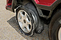Blown trailer tire