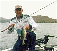 A nice largemouth on Lake Perris caught with a dropshot rig