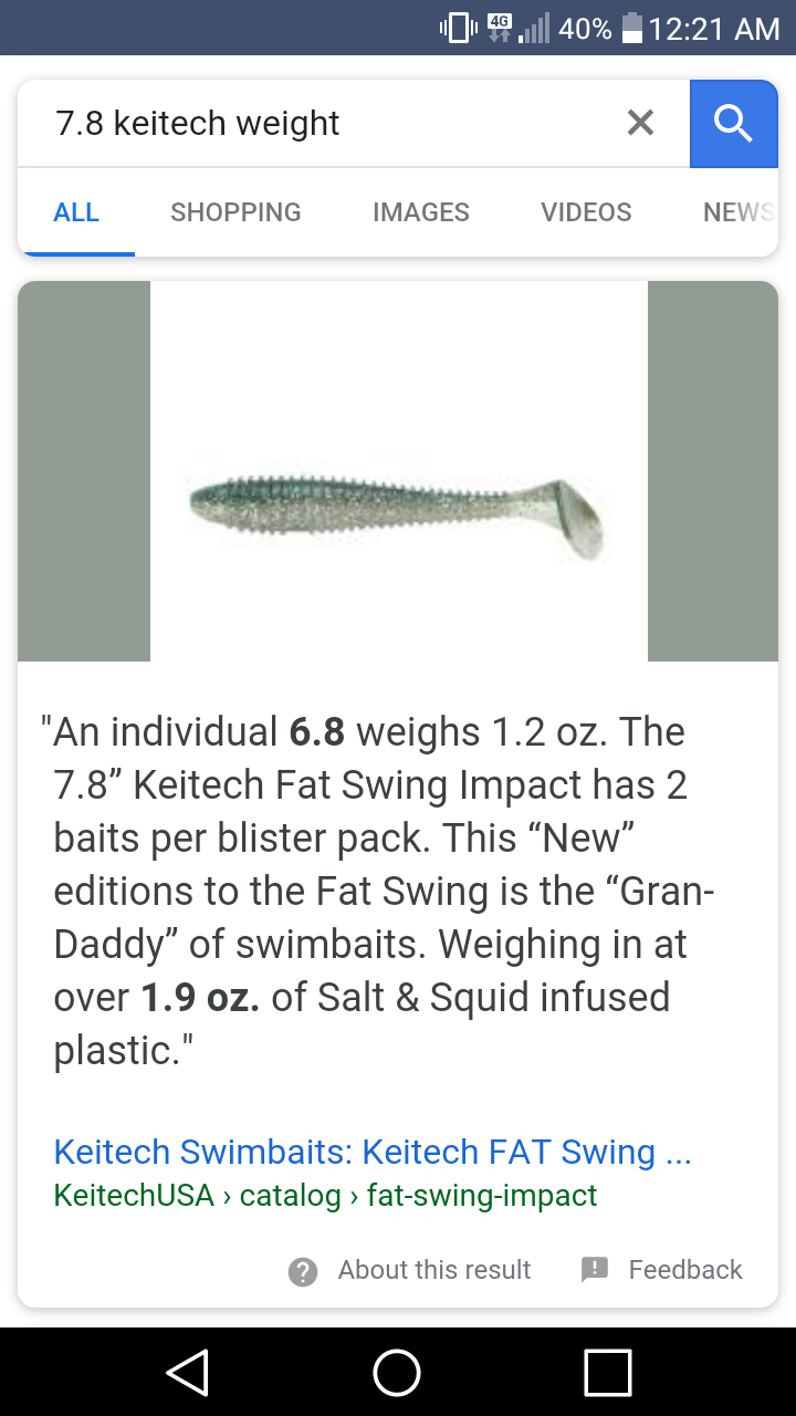 Keitech Fat Swing Impact Swimbaits - Weight of 6.8 & 7.8
