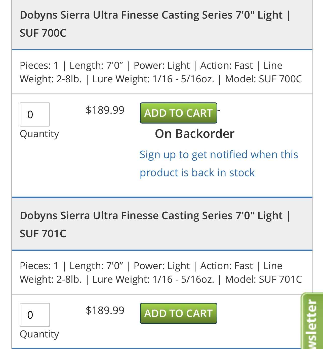 Dobyns Sierra Ultra Finesse 700c vs 701c - Fishing Rods, Reels, Line, and  Knots - Bass Fishing Forums