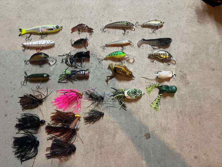 PRICE REDUCED Hard bait, soft bait, frog, and jig lot, plus a few