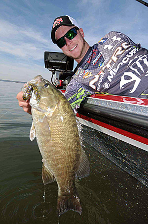 Snapping a tube bait off of the bottom is one of Jonathon VanDam’s favorite tactics for catching smallmouth bass.