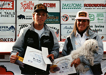 Around 1990 we were earning checks regularly and slowly adding new product sponsors. Forrest Wood hand delivered our first personalized jackets. Our dog Eddie fished with us most of the time for over 10 years.