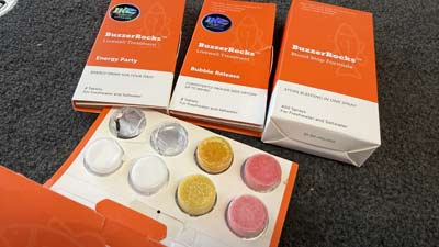 The BuzzerRocks livewell treatments are sold as a kit or individually for blood stopping, fish energy, and oxygen.