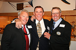 IGFA Fishing Hall of Fame members Roland Martin, left, and Ray Scott, center, celebrate the induction of fellow bass pro Bill Dance at the eighth annual Rolex sponsored ceremony