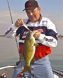 The author used a crankbait to fool this chunky smallmouth.