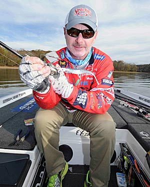 Mark Menendez uses a buzz bait as one of his options for disturbing bass fry and triggering guarding bass into striking.