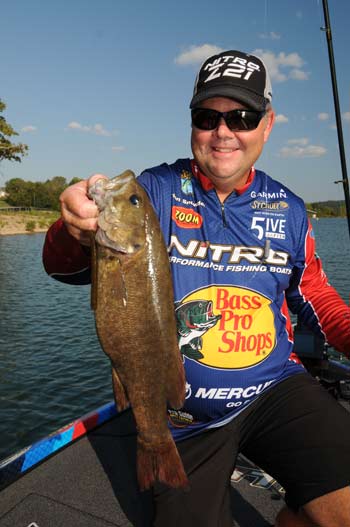 Guide Brian Snowden finds bass replenishing spots on main and secondary points at his home waters of Table Rock Lake.