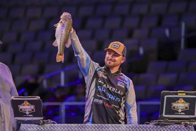 Bassmaster Elite Series angler Alex Wertherell downsizes his lures to generate more bites for two reasons. There's a lot of fishing pressure, or he's matching the hatch—photo courtesy of B.A.S.S.