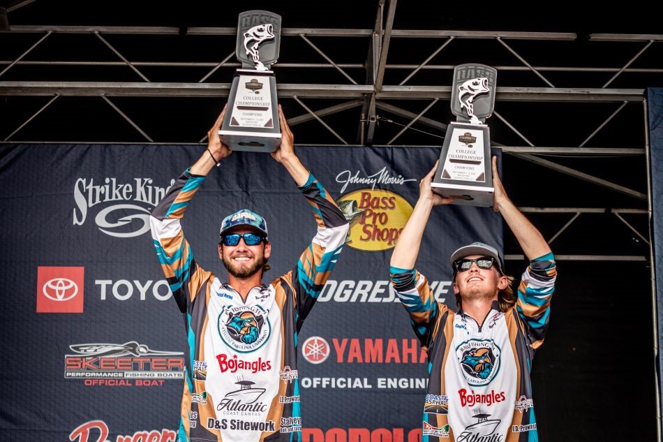  Andrew Vereen and Connor Cartmell of Coastal Carolina University have won the 2022 Strike King Bassmaster College Series National Championship on Winyah Bay with a three-day total of 40 pounds, 2 ounces.   Photo by Dalton Tumblin/B.A.S.S.