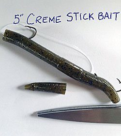 Eddie Johns’ homemade do nothing worm made from a Creme Stick Bait.