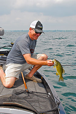 3)	Joe Balog is firm believer that you need to find the most prevalent food source near structure and current to consistently catch bass in late summer.