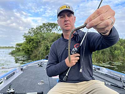Fishing a drop-shot on heavier gear works great for flipping and pitching to shallow cover.