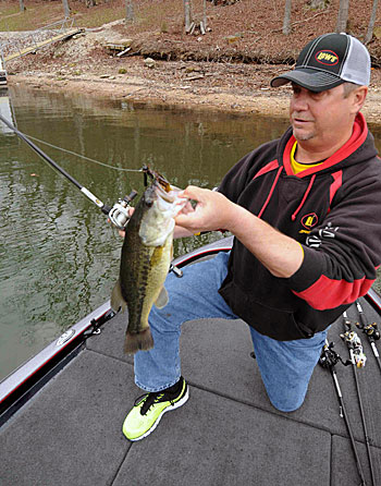 Brian Maloney relies on a finesse jig to catch bass year-round in any water color.
