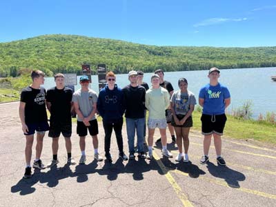 Cedarville High School Students at Fish Habitat Project on Lake Fort Smith