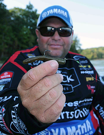 The Ned rig bails out Bill Lowen when fishing gets tough on calm days with a slick water surface.