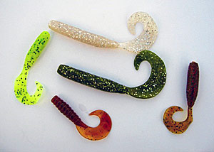 Grubs can be fished a variety of ways. Two of the best winter techniques are flipping the on unpegged weights, and swimming on dart heads.