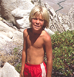 Shirtless Narture Boy in Sierras