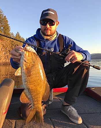 A late-season smallmouth that fell victim to a lipless crankbait fished near the bottom.