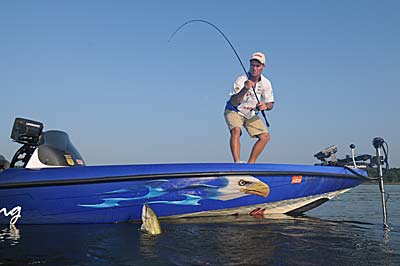 Oklahoma angler Terry Butcher relies on a magnum-sized plastic worm for catching bass holding in brush at various depths. 
