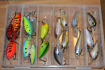 Hard baits should first be organized by size and then color. That will make it easy to find the first one and a different color later. Photo by Pete M. Anderson