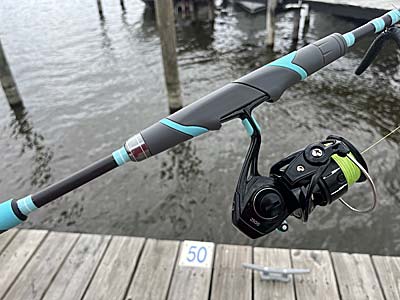 While mainly meant for inshore saltwater fishing, the Toadfish line of rods and reels are right at home catching freshwater bass.