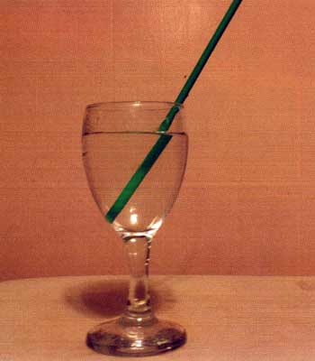 Visual proof of light refraction by water.