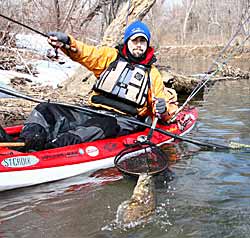 Winter river bass fishing