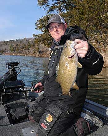 Missouri guide Jack Uxa favors a suspending jerkbait to catch active river smallmouth during winter. 