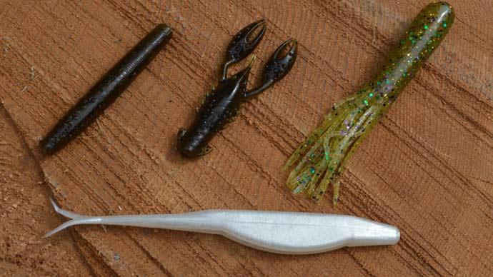 Soft-plastic lures are built for chasing moving-water smallmouth during summer. A Zoom Super Fluke is Pennsylvania angler Mike Acord’s favorite. But if smallmouth aren’t in the mood to chase that down, he switches to a tube or Ned rig. Photo by Pete M. Anderson