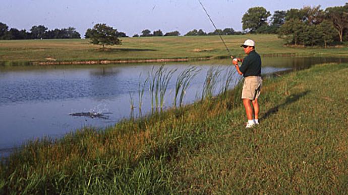 Anglers have a better chance of catching bass from the bank by fishing smaller waters than larger lakes and reservoirs.