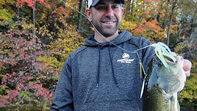 A spinnerbait is one of Casey Scanlon’s favorite lures for fishing along the edges of turnover. 