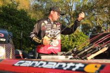 VanDam readies a Quantum EXO for Day 2 of competition at the Bassmaster Elite Series event on the St. Johns River in Palatka, Florida.